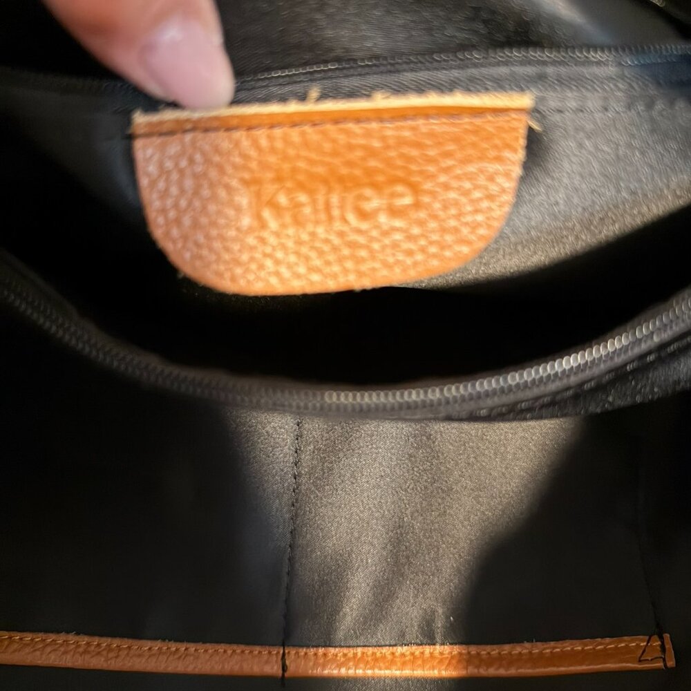 Kattee Cognac Pebbled Shoulder Tote Bag - Picture 7 of 8